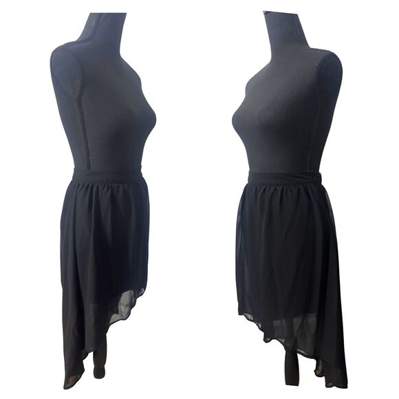 Black Asymmetric Witchy Alt Emo Whimsy Gothic High Low Midi Maxi Skirt Size M - Picture 4 of 6